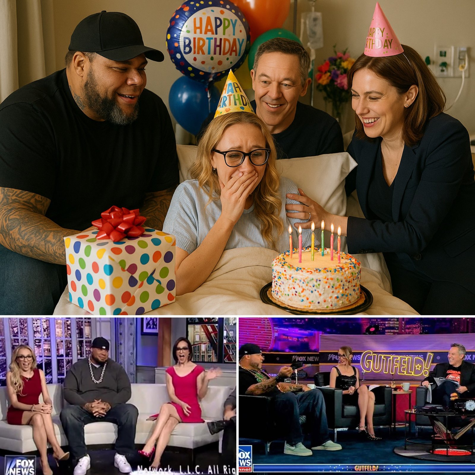 Tyrus, Greg Gutfeld, and Jessica Tarlov visited Kat Timpf in the hospital, throwing her a surprise birthday party at her bedside. Overwhelmed with joy, Timpf was moved to tears. The heartfelt bond among the Fox News hosts deeply touched viewers