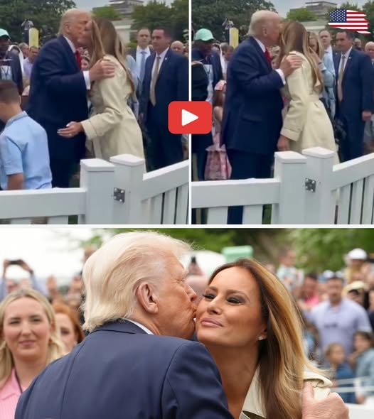 A true gentleman! — Trump Kisses Melania, Points Proudly as Crowd Cheers at Easter Egg Roll – Video