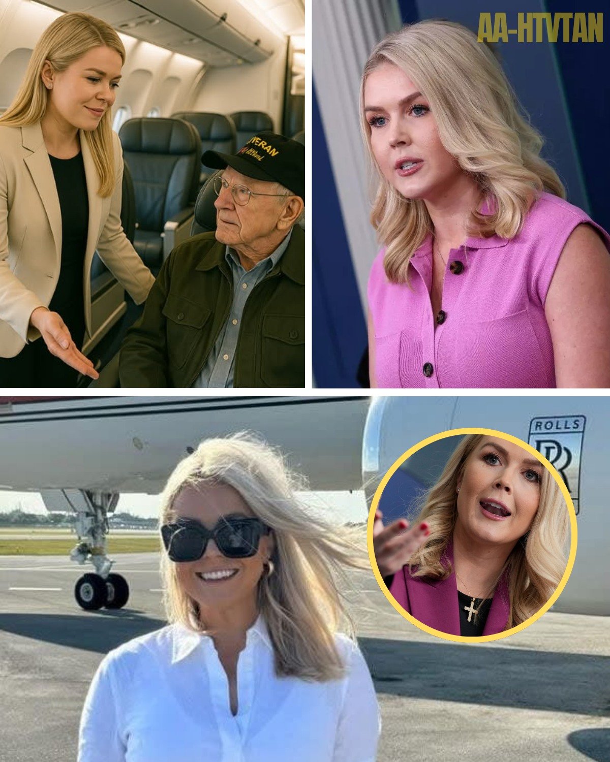 Karoline Leavitt’s First-Class Sacrifice Sparks Mid-Flight Chaos—After Giving Her Seat to a Veteran, One Passenger’s Reaction Stuns the Entire Plane and Forces Crew to Step In… What Happened in the Aisle Will Leave You Speechless