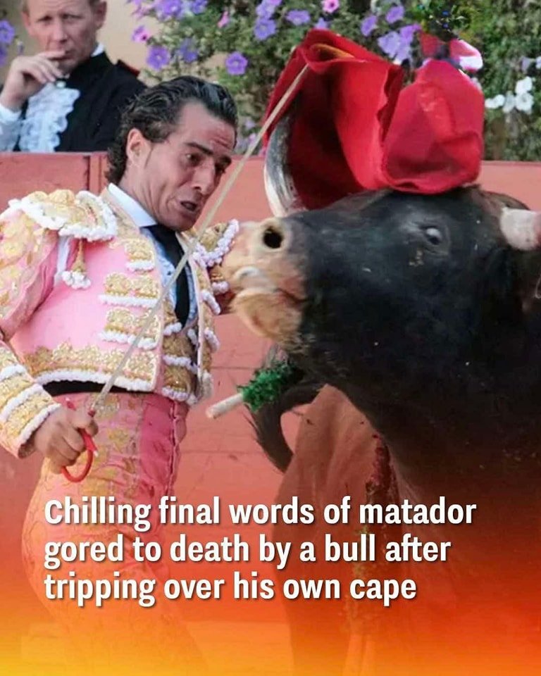Chilling final words of matador gored to death by a bull