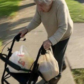 She used a rollator to walk six blocks in order to bring some soup to her neighbor.