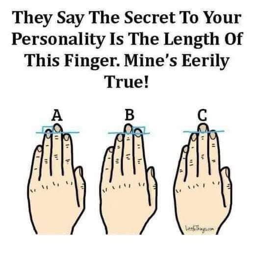 The length of your finger shows which personality you have