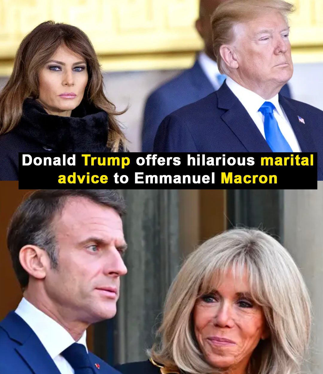 President Trump comments on the plane incident involving Macron and his wife.