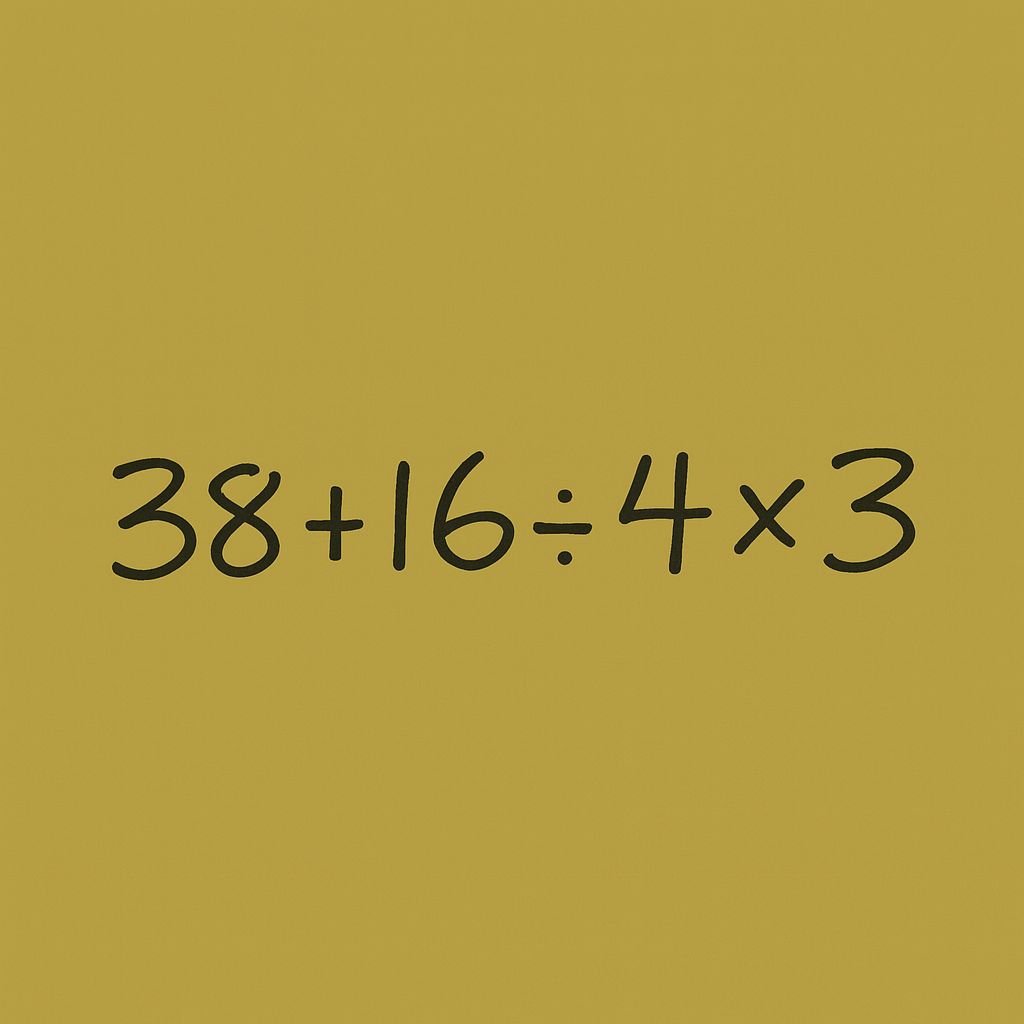 “38 + 16 ÷ 4 × 3 – What’s the Correct Answer and Why?”
