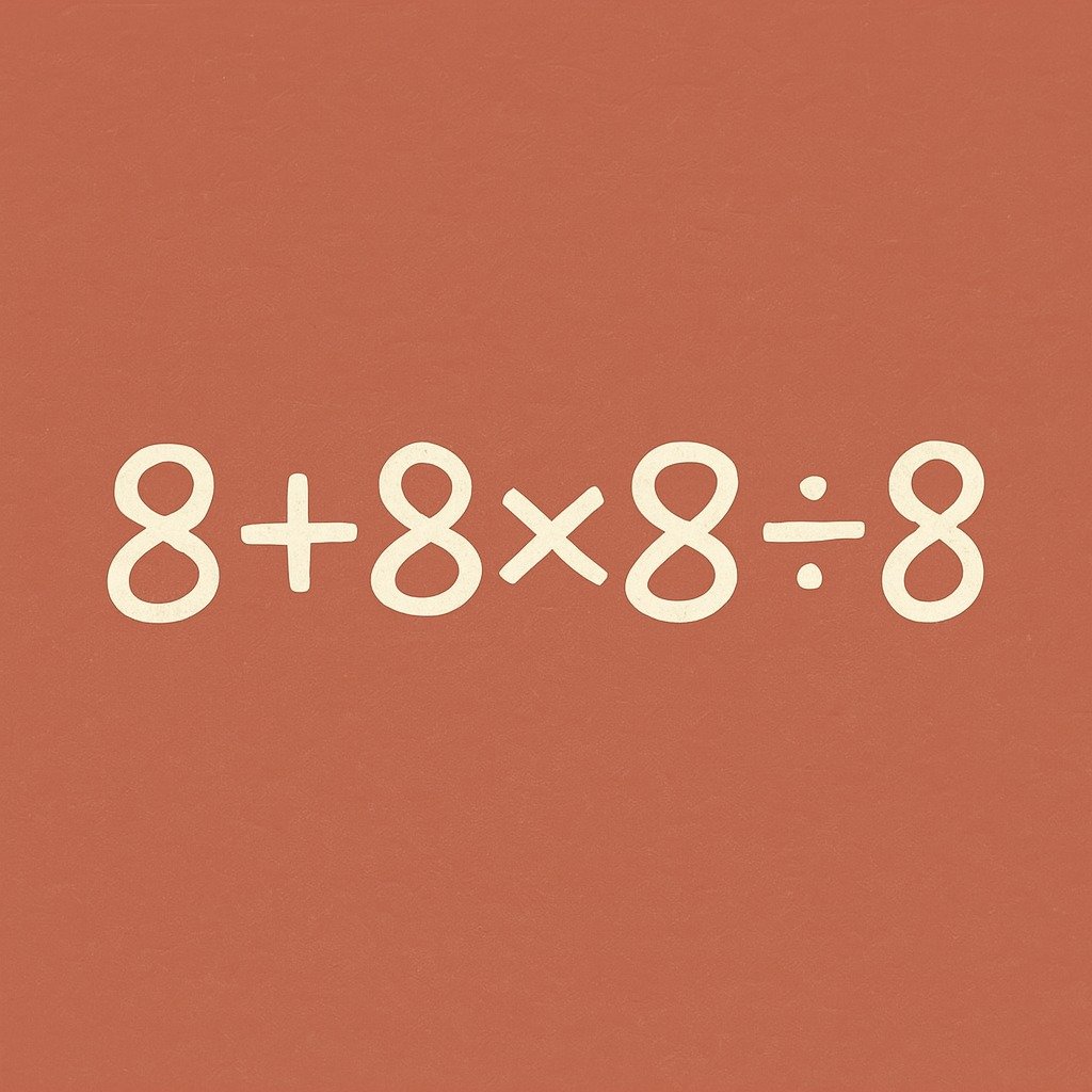 8+8×8÷8 The correct answer to this math problem